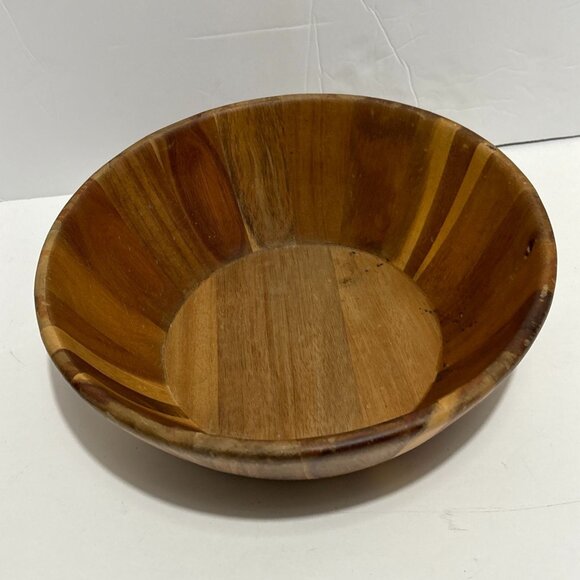 Vintage Handcrafted Wooden Serving Set Bowls Trays Dipper Dark Brown 5 Piece - Picture 8 of 16